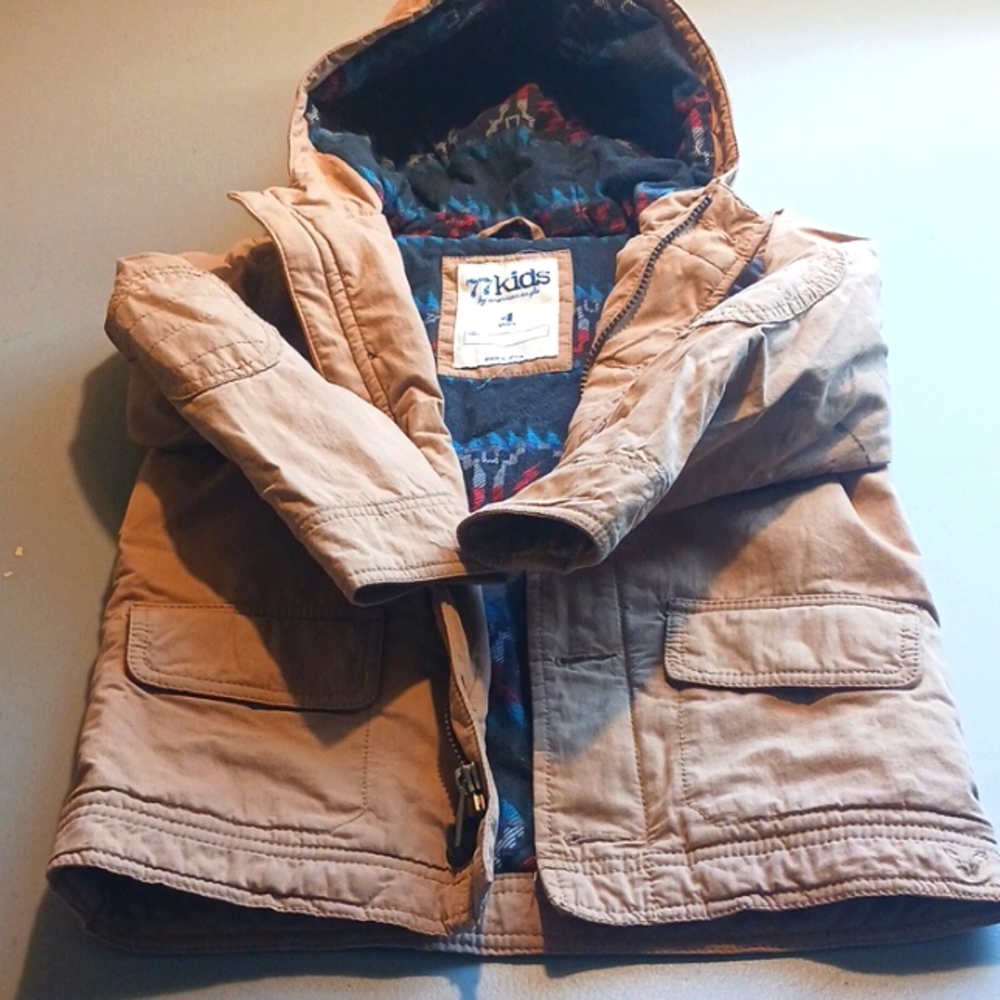 Boys Tan Coat Insulated 77kids by American Eagle Size 4 #eshopchicago Kids
